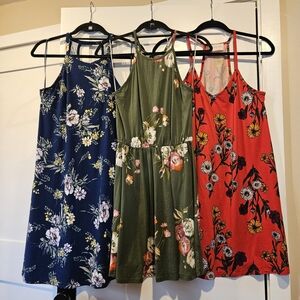 French Grey Floral Sundresses Set Of 3